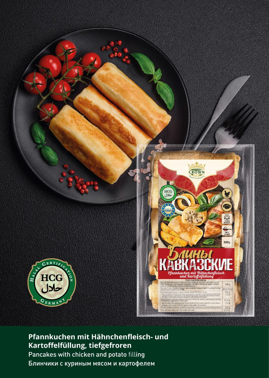Halal Pfannkuchen mit Hähnchenfüllung, 500g