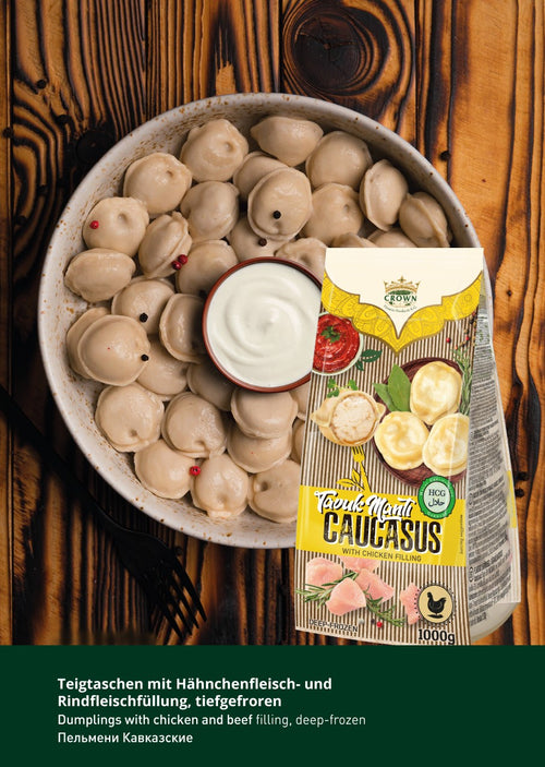 Halal Pelmeni mit Hähnchen- und Rindfleischfüllung, 1000g