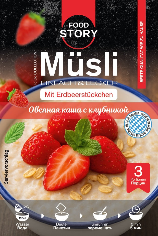 Porridge mit Erdbeerstückchen