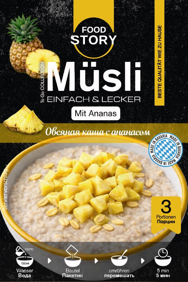Porridge mit Ananasstückchen